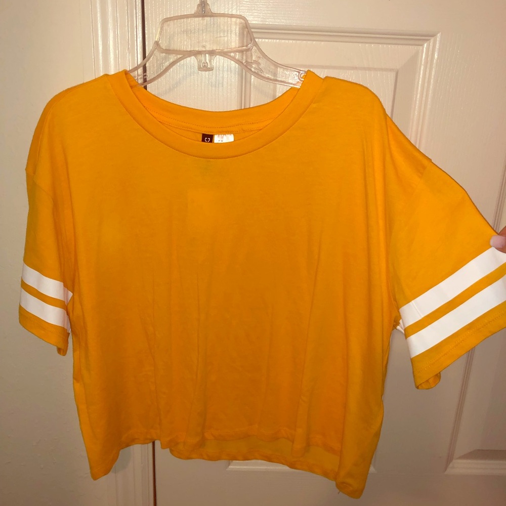 H&M yellow jersey crop top